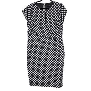 City Chic Kristy Short Sleeve Midi Lined Fitted Polka Dot Dress Size Medium/18
